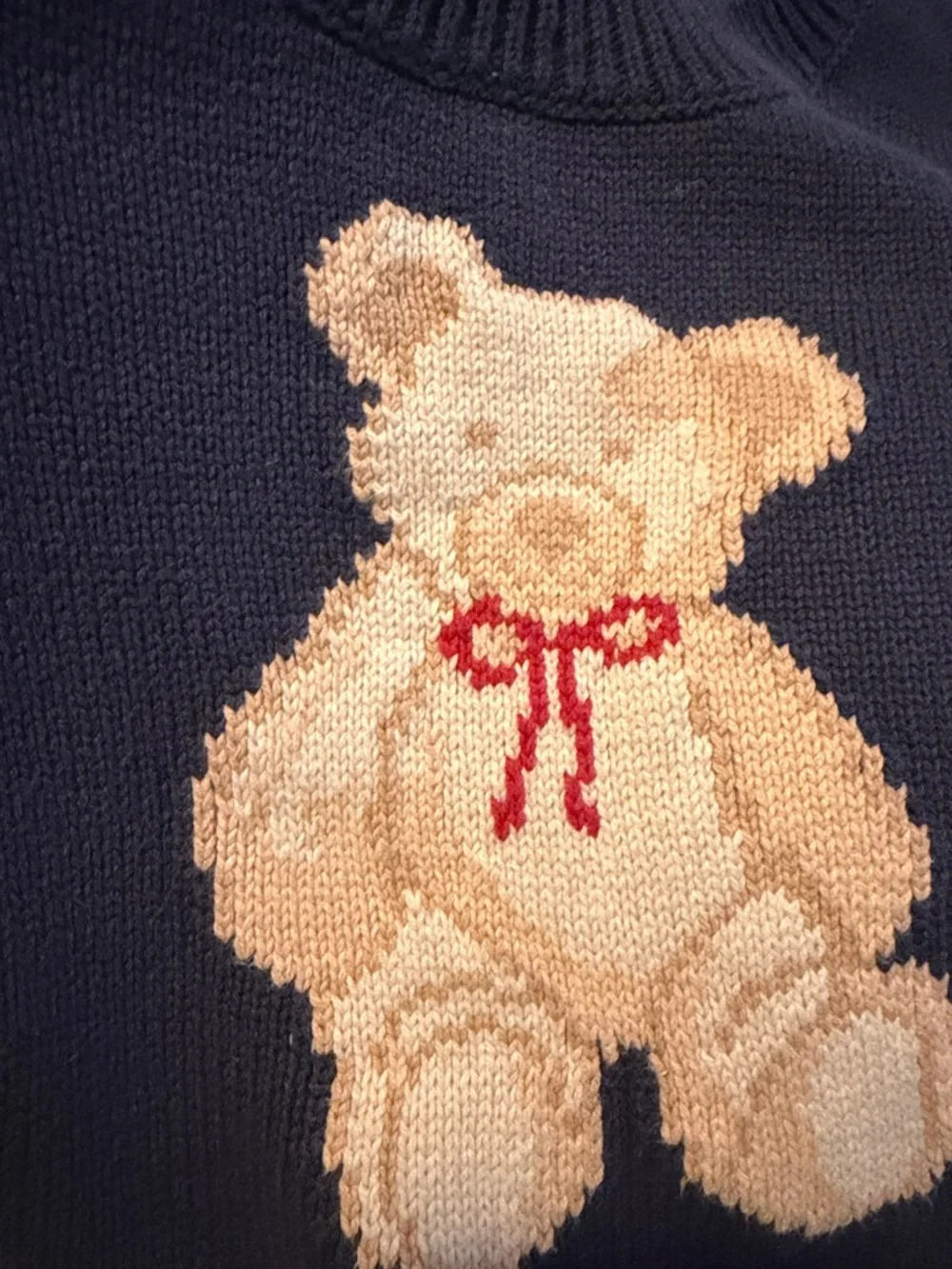 Le Lis Navy Sweater with Beige Teddy and Red Bow - Picture 4 of 4